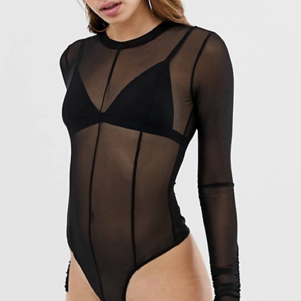 🦋 black mesh long sleeve body suit 🦋